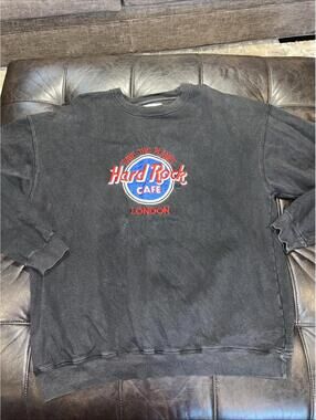 Vintage Hard Rock Cafe Sweatshirt Mens XL Black Faded Save Planet London